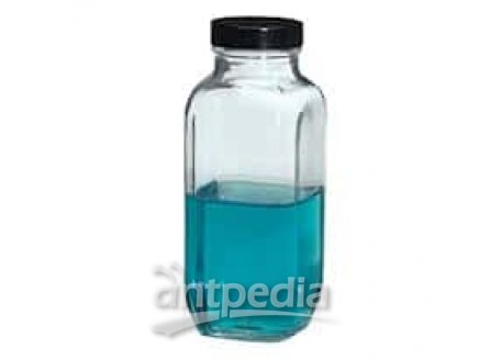 Clear square wide mouth bottle, 1 oz, 48 per case