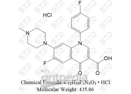双氟沙星 盐酸盐 91296-86-5 C21H19F2N3O3 • HCl