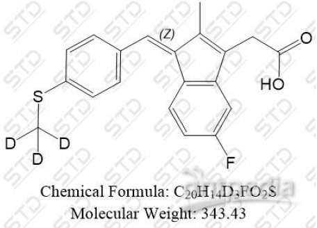 舒林酸杂质3-d3（舒林酸EP杂质C-d3） 250608-66-3 C20H14D3FO2S