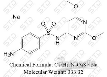 磺胺二甲氧嗪 钠盐 1037-50-9 C12H14N4O4S • Na