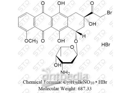阿霉素杂质3氢溴酸盐 (阿霉素EP杂质C氢溴酸盐) 60873-68-9 C27H28BrNO10 • HBr