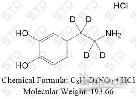 盐酸多巴胺-d4 203633-19-6 C8H7D4NO2 • HCl