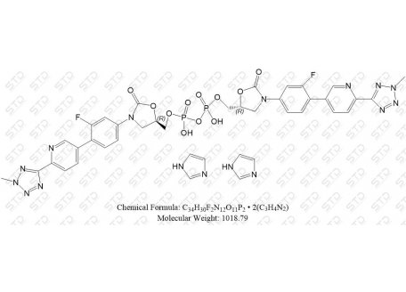 特地唑胺杂质50 二咪唑盐 1256966-04-7  C34H30F2N12O11P2 • 2(C3H4N2)