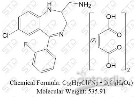 咪达唑仑杂质5 马来酸盐（咪达唑仑EP杂质E 马来酸盐） 59469-29-3 C16H15ClFN3 • 2(C4H4O4)