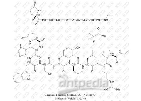 亮丙瑞林 三氟乙酸盐 53714-56-0(free base) C59H84N16O12 • C2HF3O2