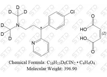 马来酸氯苯那敏-d6 1219806-45-7 C16H13D6ClN2 • C4H4O4