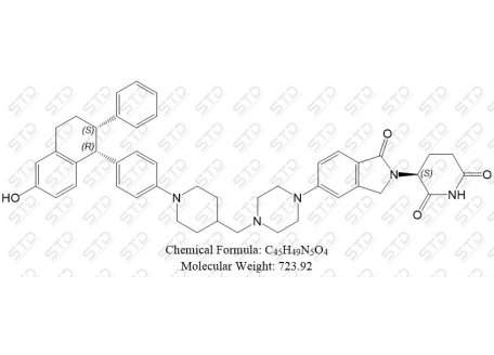 2,6-Piperidinedione, 3-[1,3-dihydro-1-oxo-5-[4-[[1-[4-[(1R,2S)-1,2,3,4-tetrahydro-6-hydroxy-2-phenyl-1-naphthalenyl]phenyl]-4-piperidinyl]methyl]-1-piperazinyl]-2H-isoindol-2-yl]-, (3S)- 2229711-68-4 C45H49N5O4