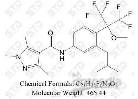 1H-Pyrazole-4-carboxamide, 1,3,5-trimethyl-N-[3-(2-methylpropyl)-4-[2,2,2-trifluoro-1-methoxy-1-(trifluoromethyl)ethyl]phenyl]- 926914-68-3 C21H25F6N3O2