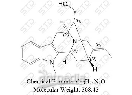 ((6S,10R,11R,11aS,E)-9-ethylidene-5-methyl-5,6,8,9,10,11,11a,12-octahydro-6,10-methanoindolo[3,2-b]quinolizin-11-yl)methanol 2912-11-0 C20H24N2O
