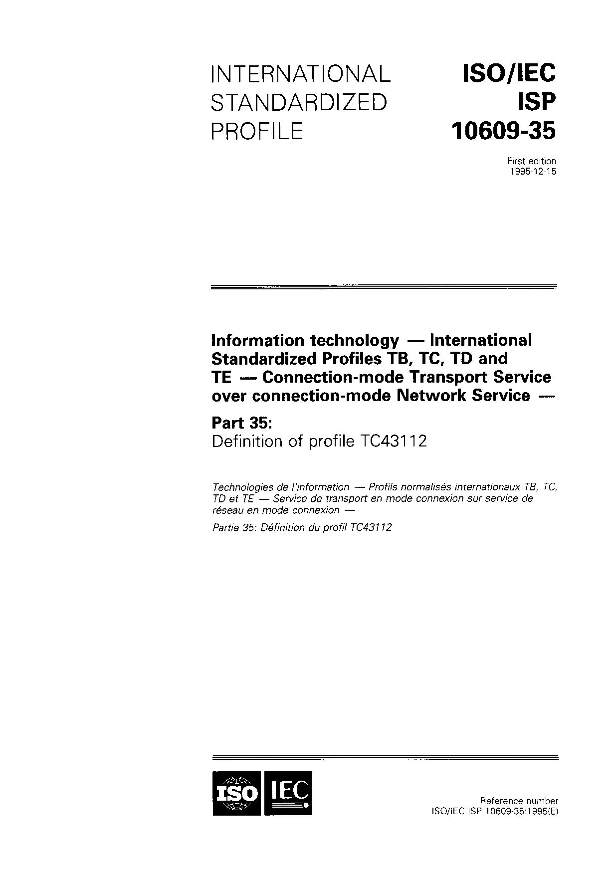 ISO/IEC ISP 10609-35:1995