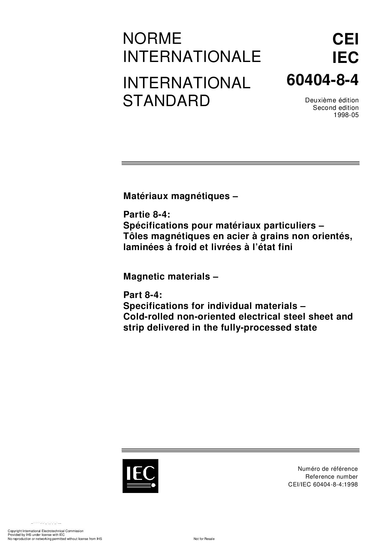 IEC 60404-8-4:1998
