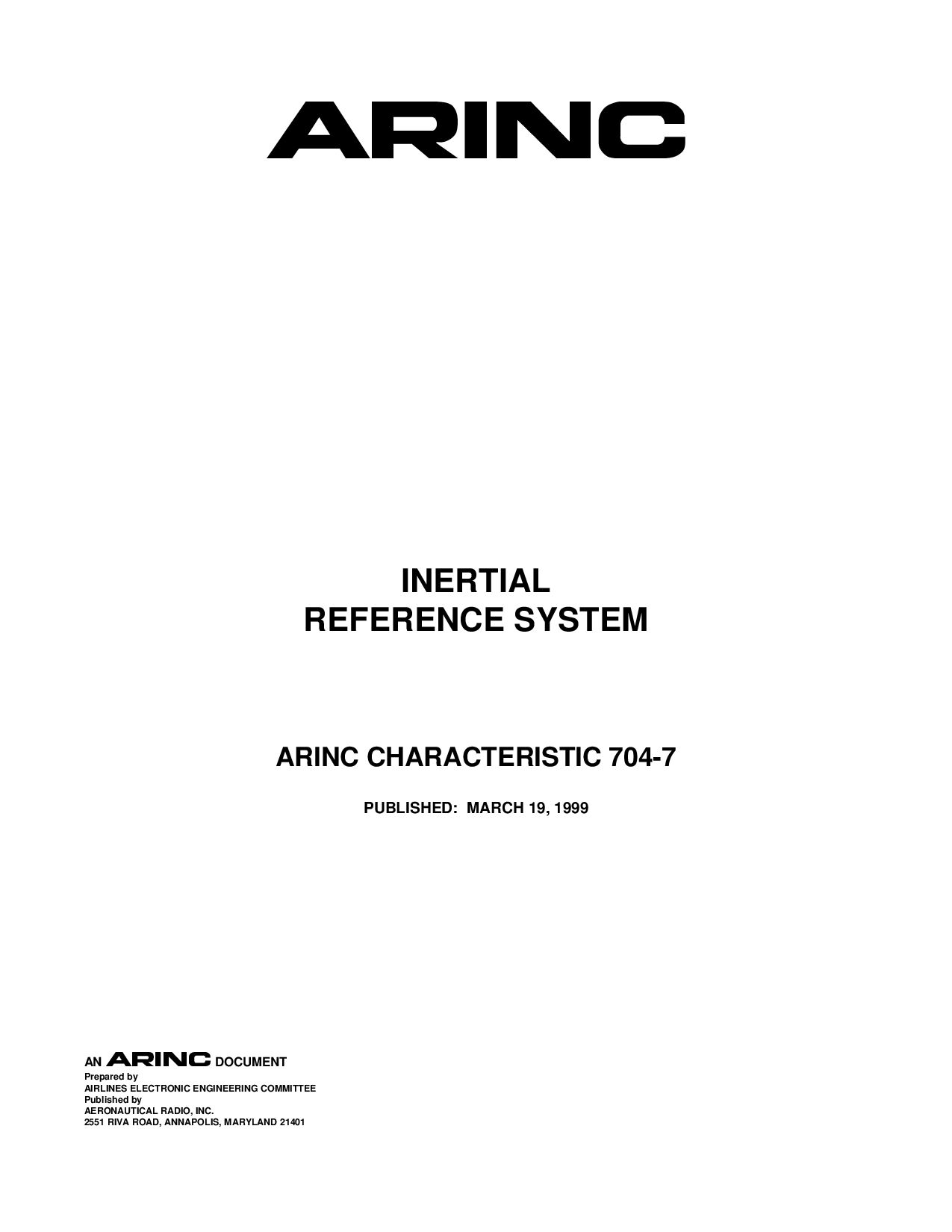 ARINC 704-7-1999封面图