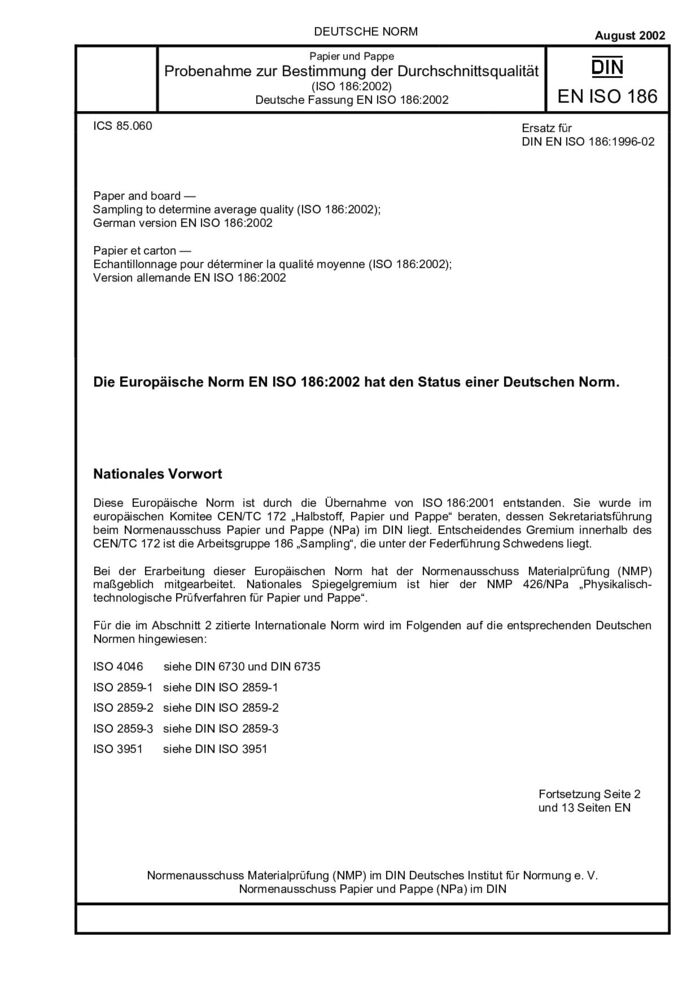 DIN EN ISO 186:2002封面图