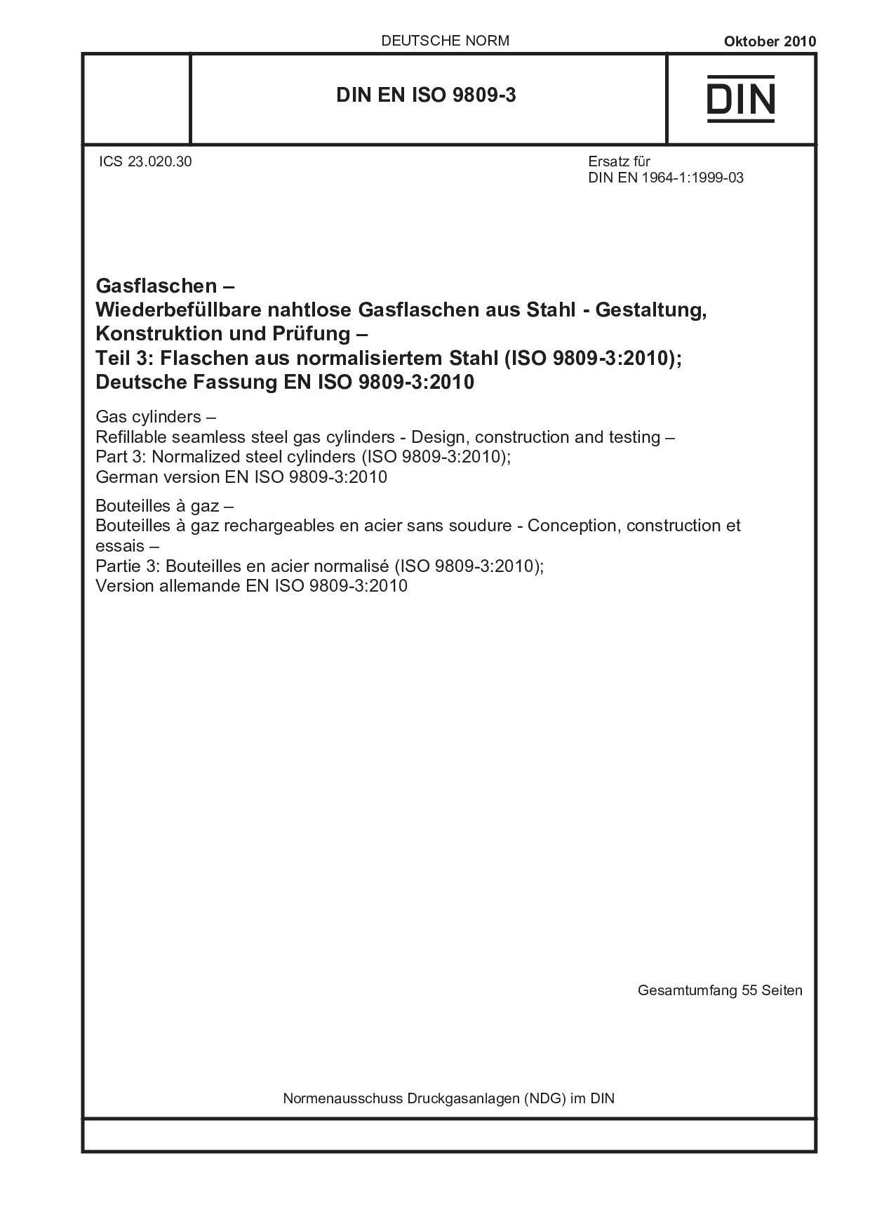 DIN EN ISO 9809-3:2010封面图