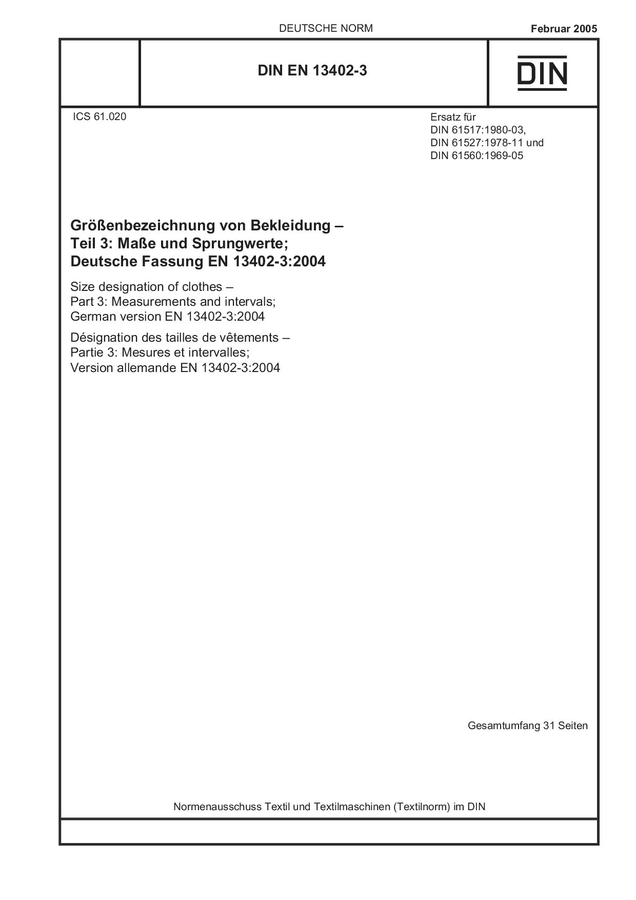 DIN EN 13402-3:2005封面图