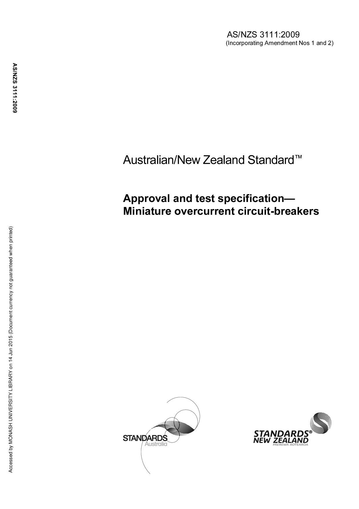 AS/NZS 3111:2009(R2015)封面图