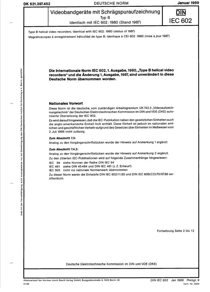 DIN IEC 60602:1989