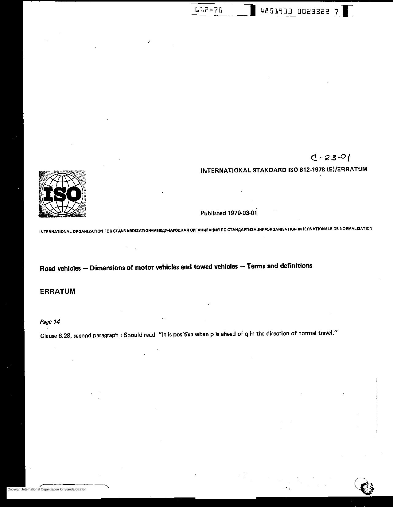 ISO 612:1978封面图