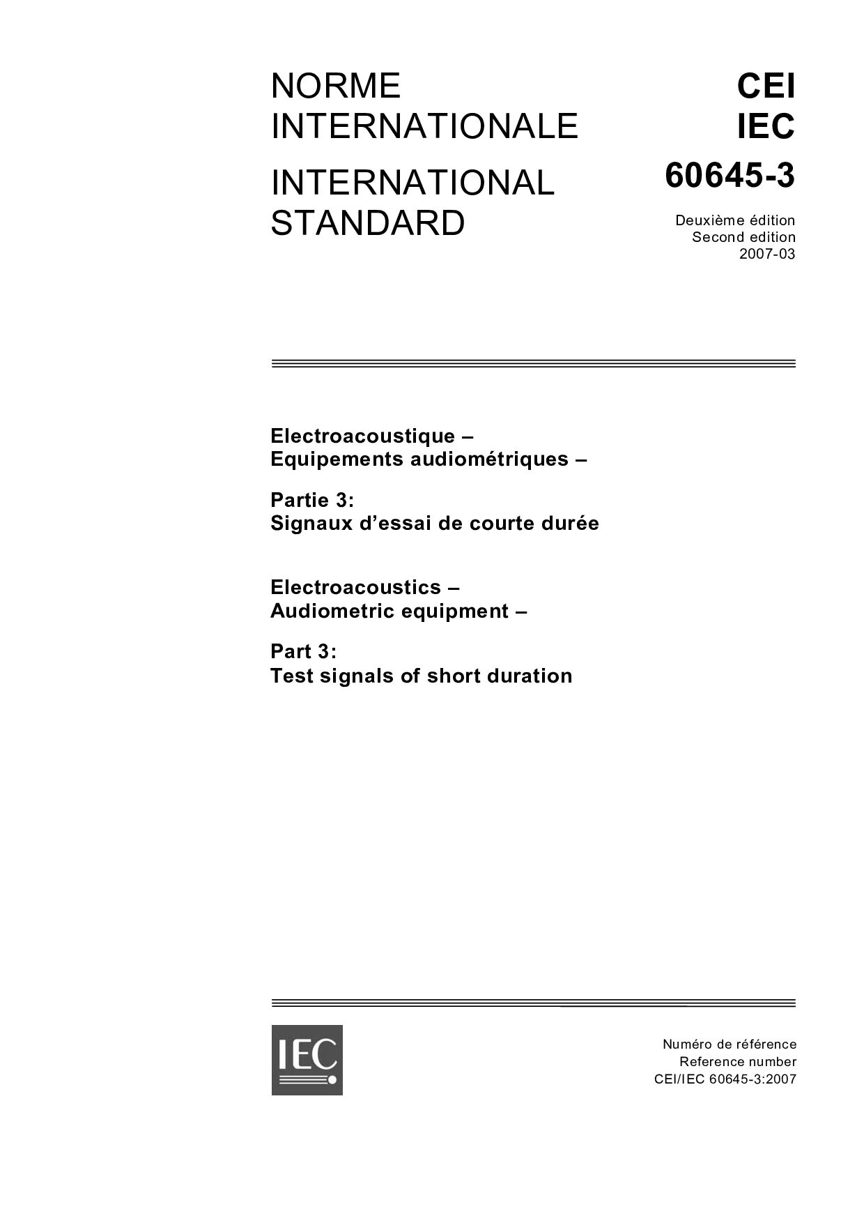 IEC 60645-3:2007封面图