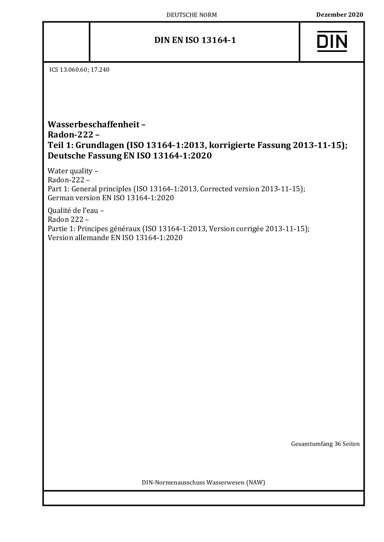 DIN EN ISO 13164-1:2020-12封面图