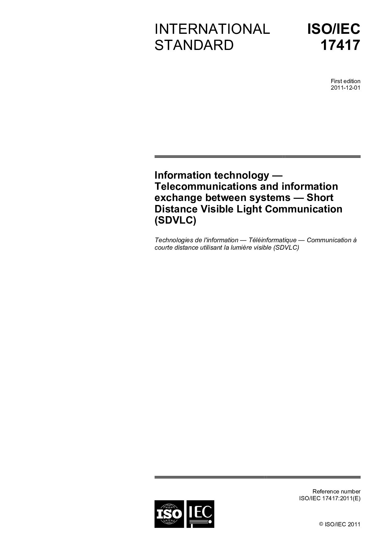 ISO/IEC 17417:2011封面图