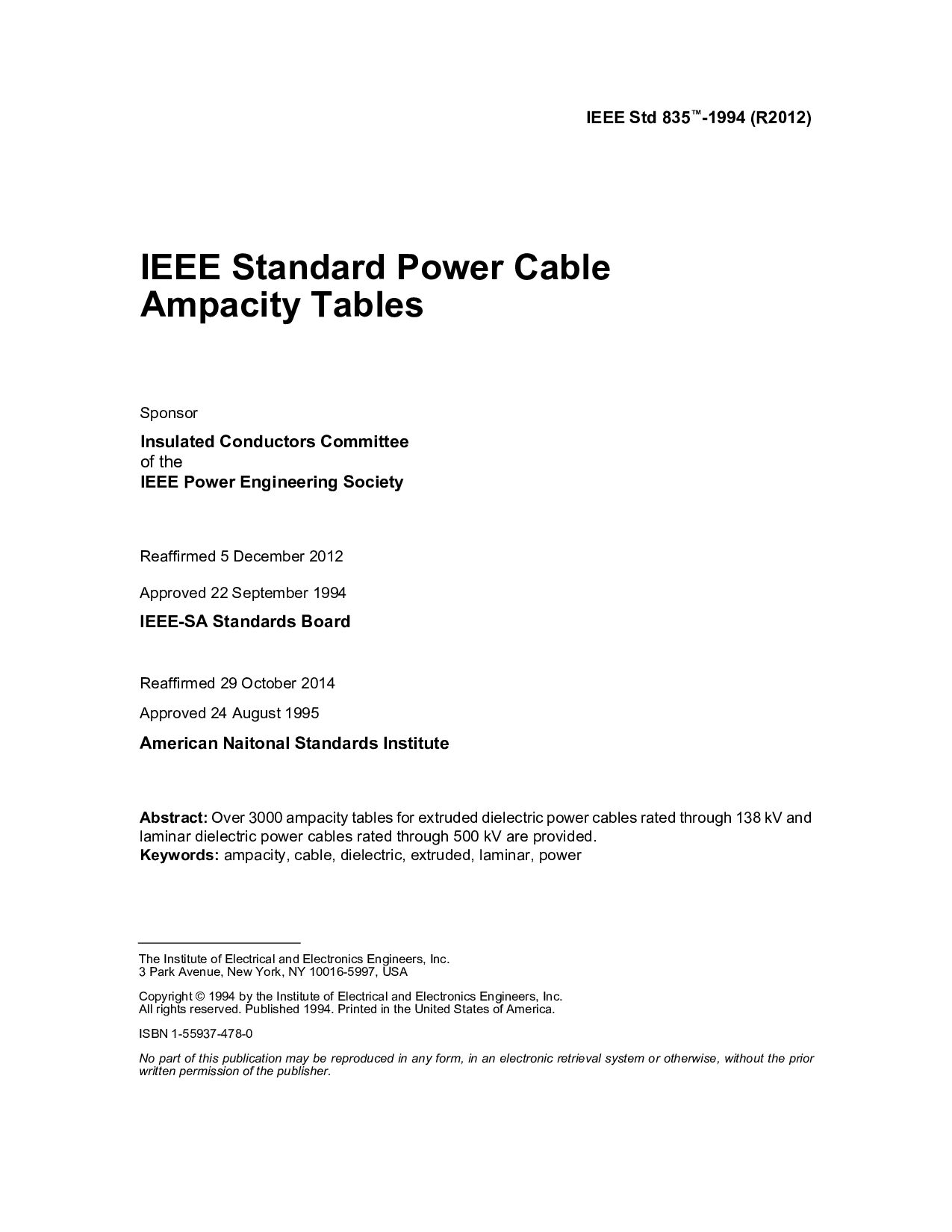 IEEE Std 835-1994(R2012)封面图