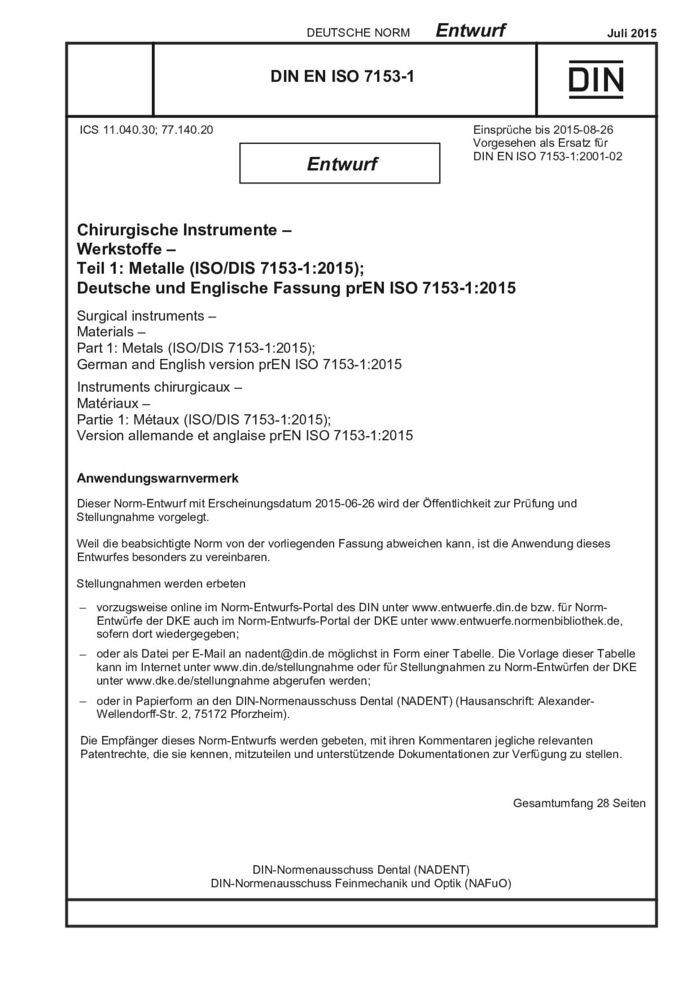 DIN EN ISO 7153-1 E:2015-07