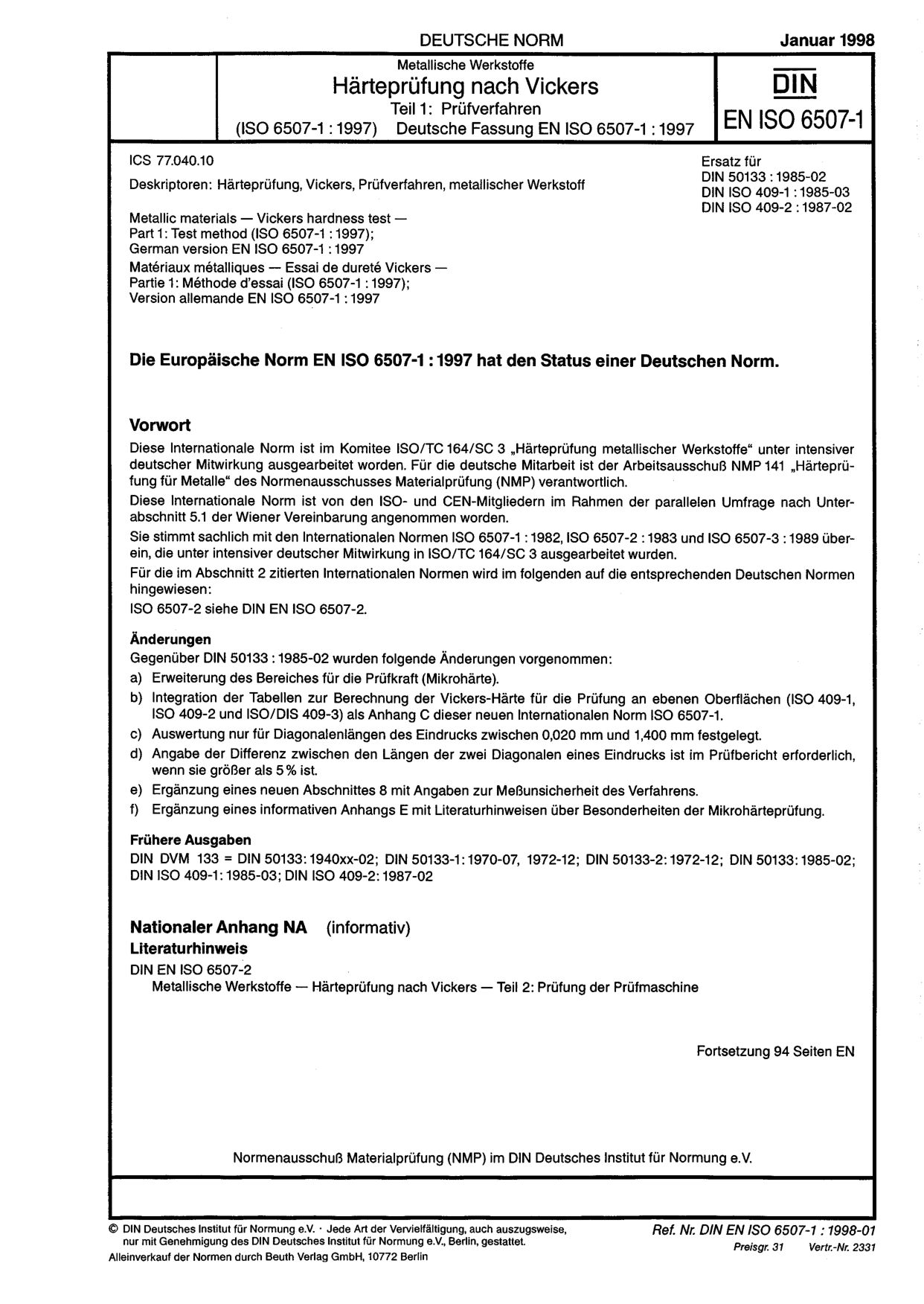 DIN EN ISO 6507-1:1998
