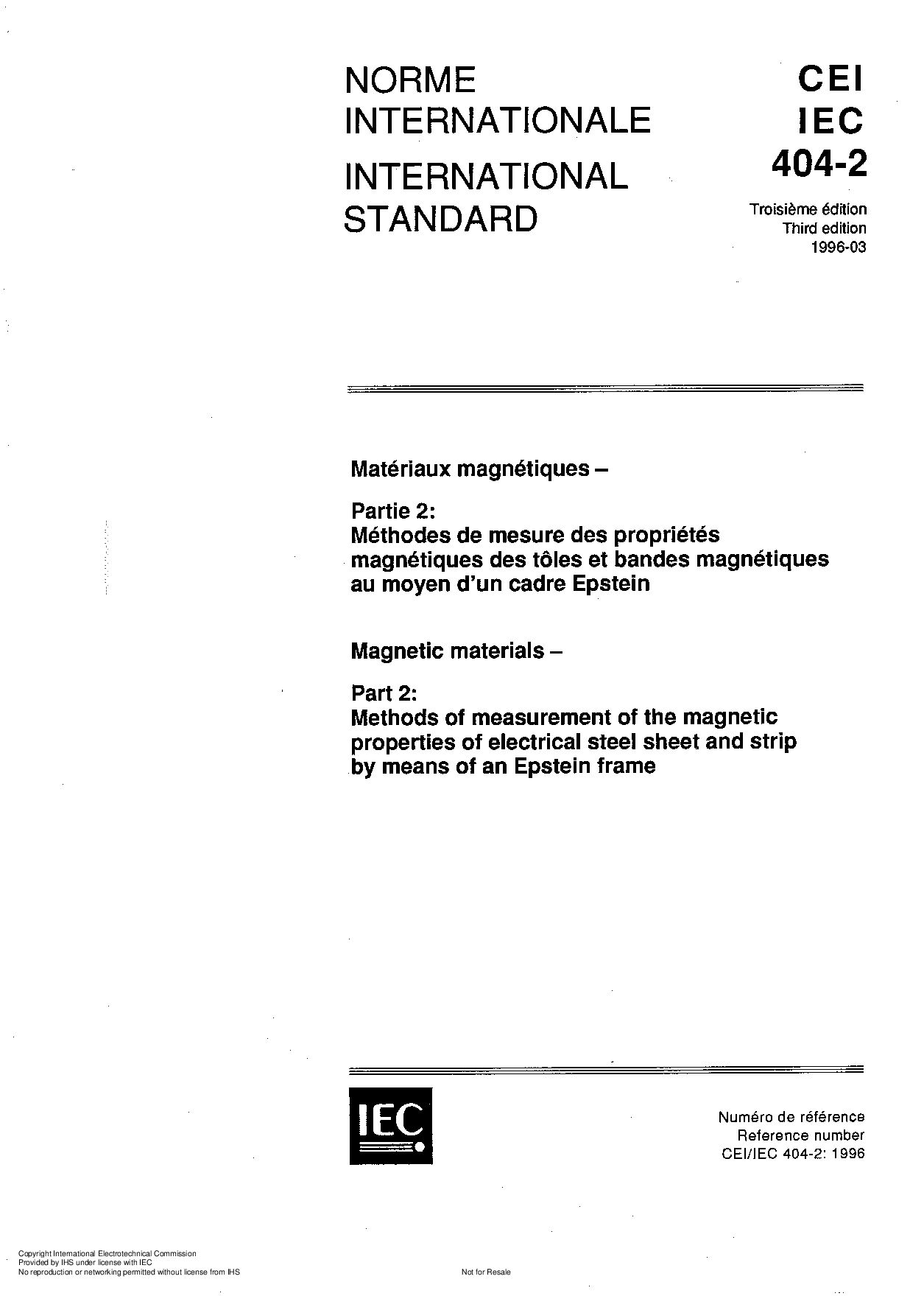 IEC 60404-2:1996封面图