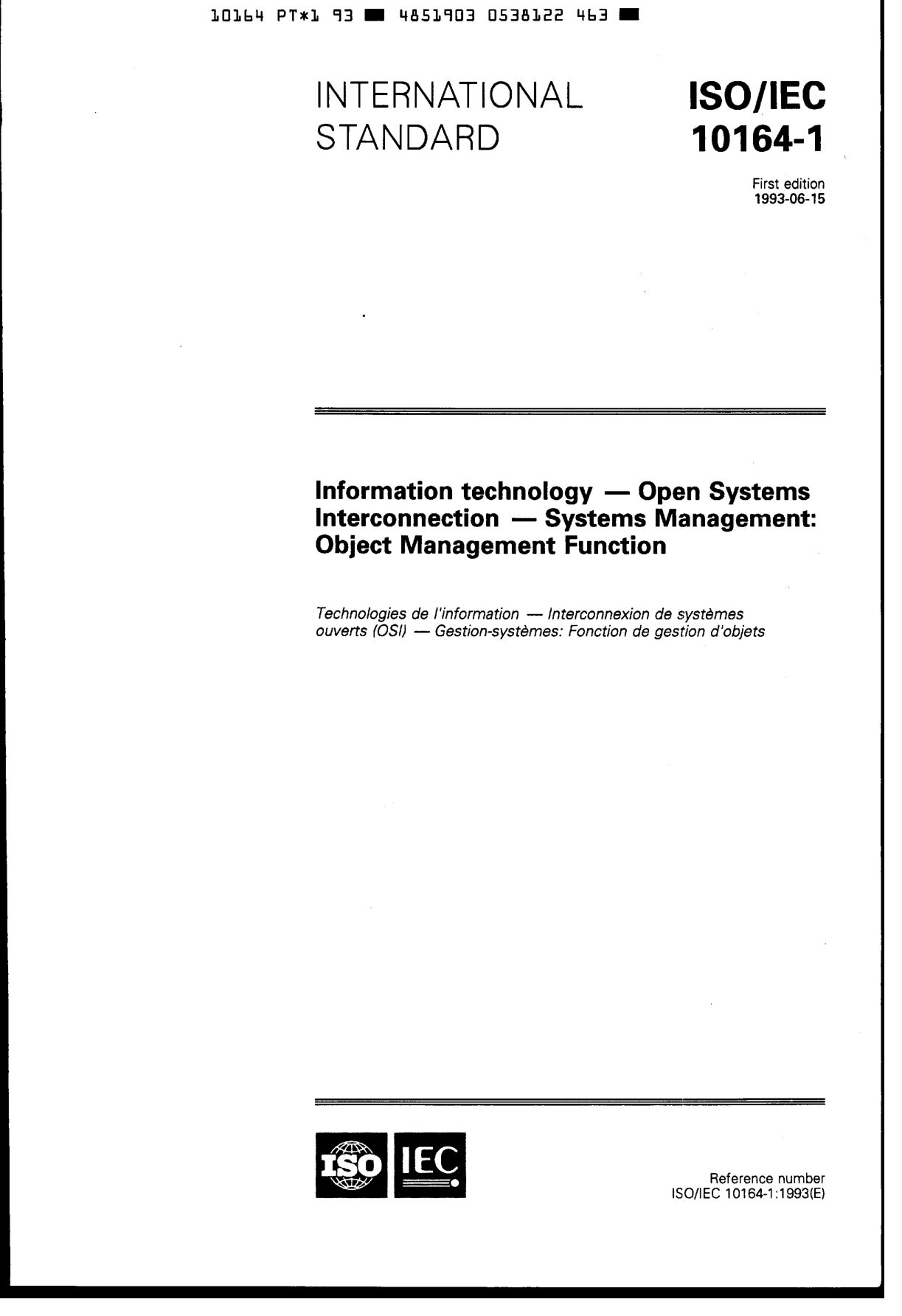 ISO/IEC 10164-1:1993封面图