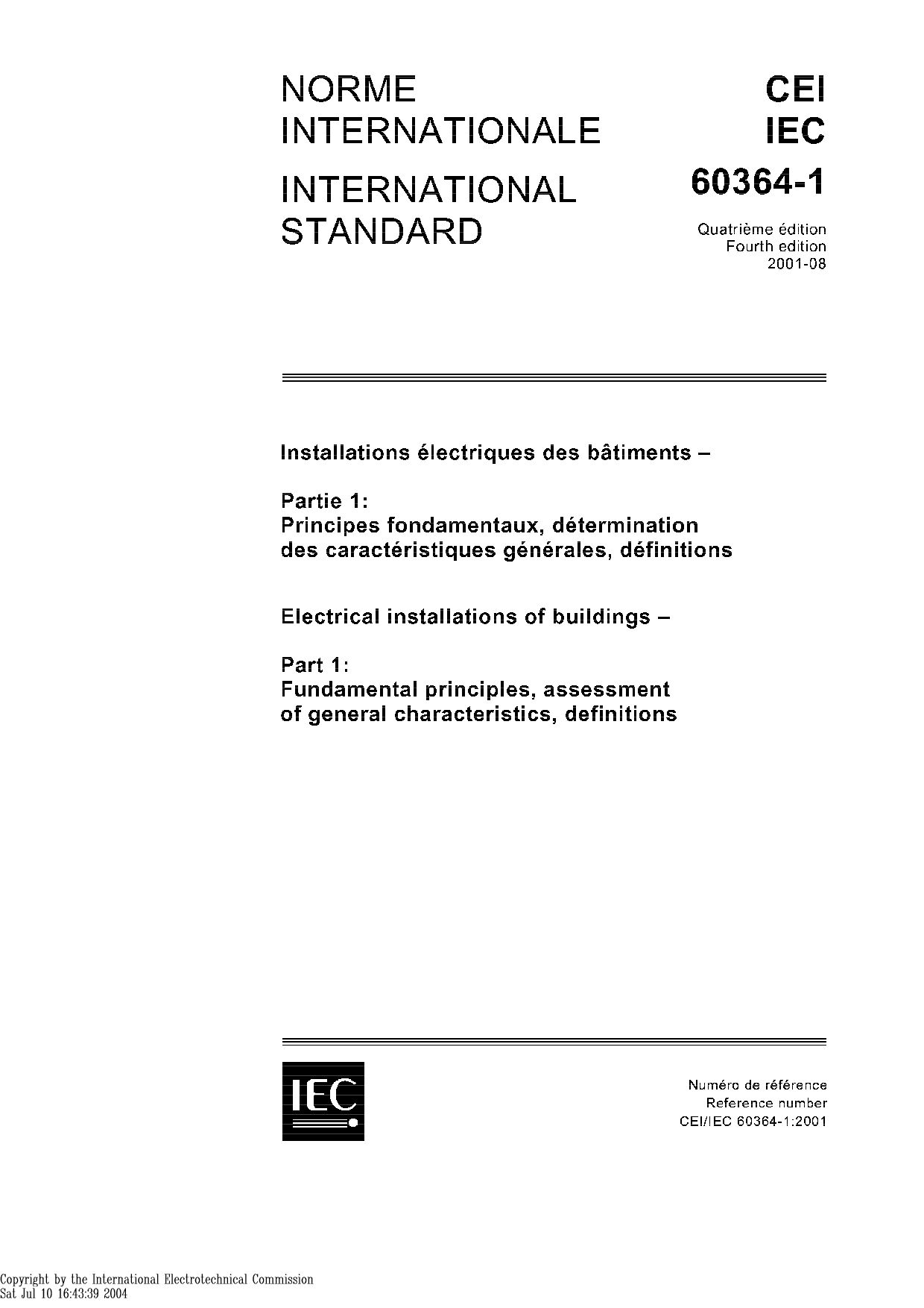 IEC 60364-1:2001封面图