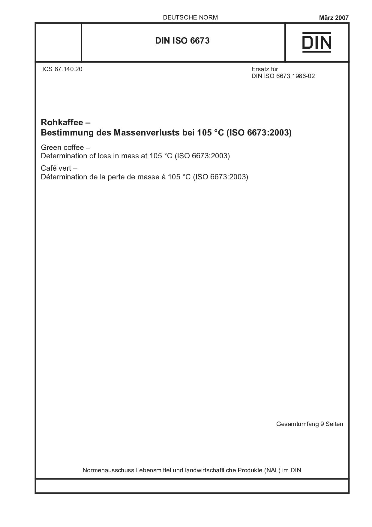 DIN ISO 6673:2007-03封面图