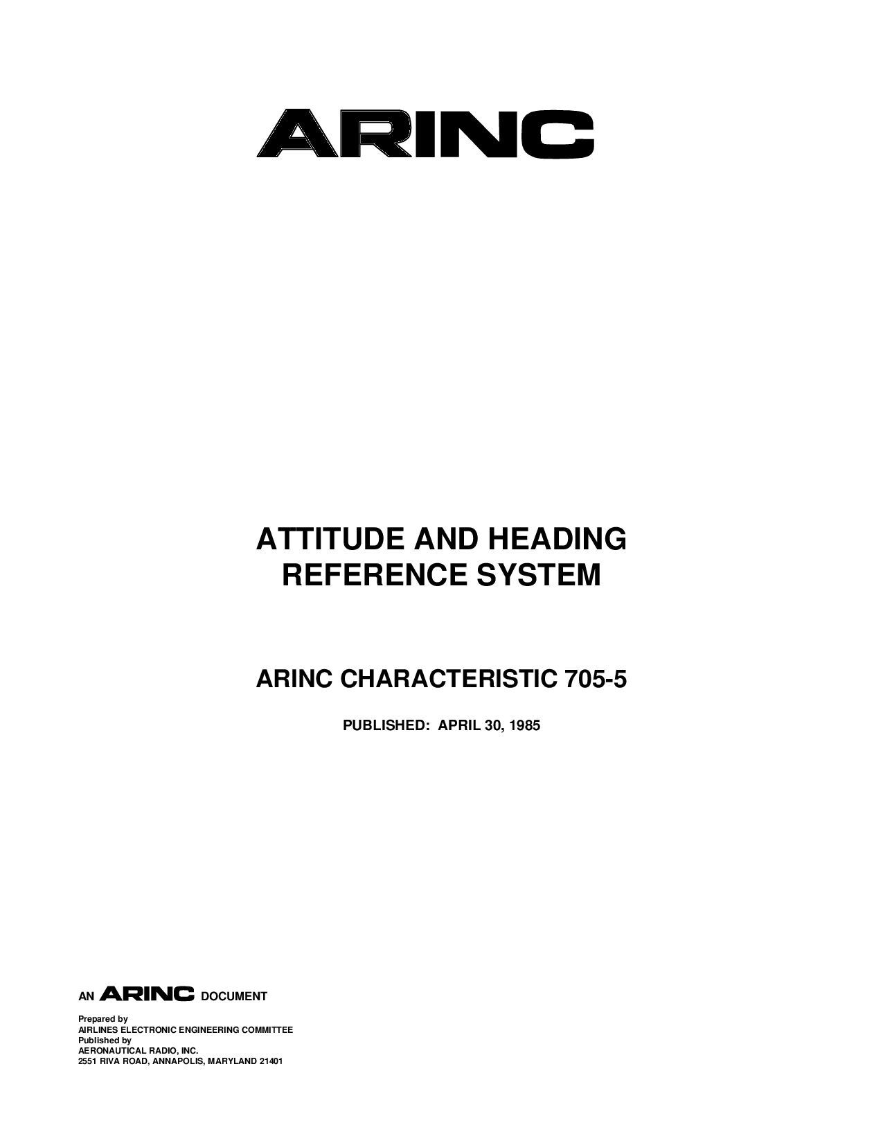 ARINC 705-5-1985(1993)封面图