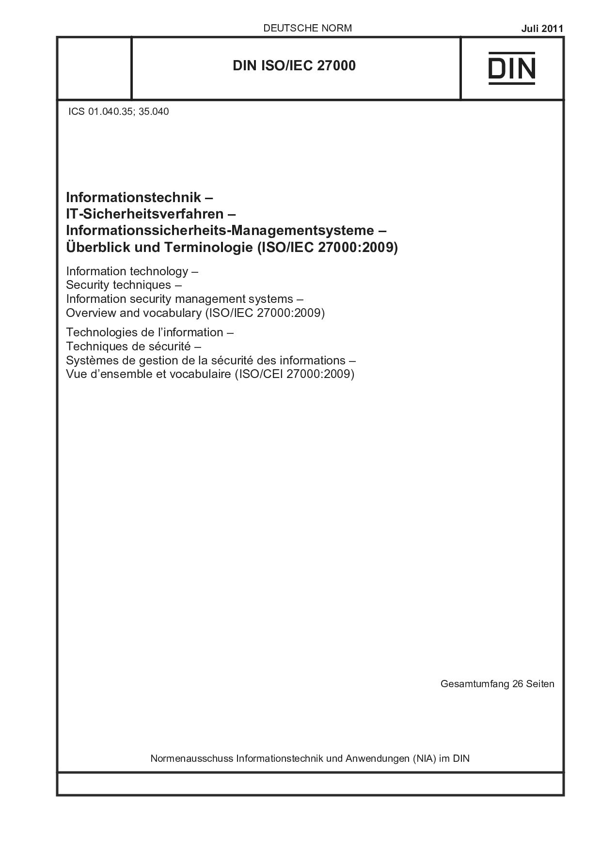 DIN ISO/IEC 27000:2011封面图