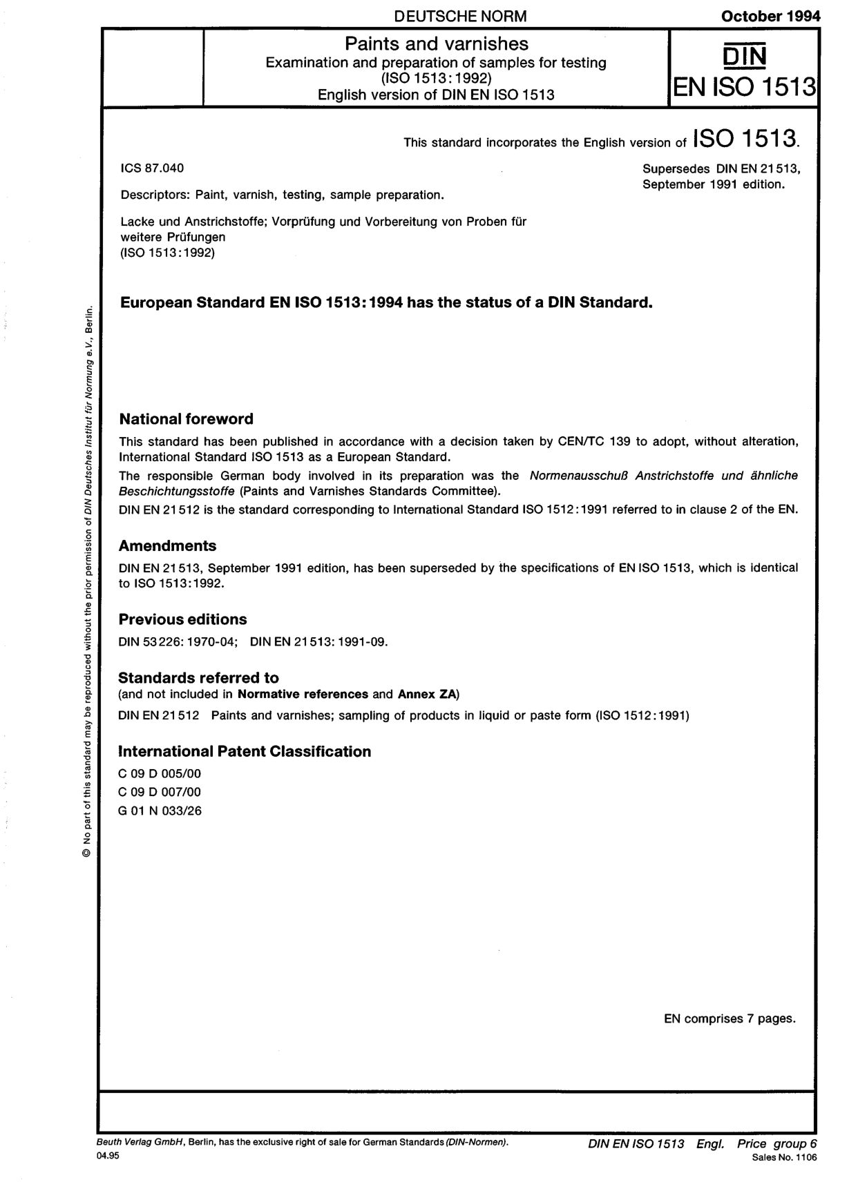 DIN EN ISO 1513:1994-10封面图