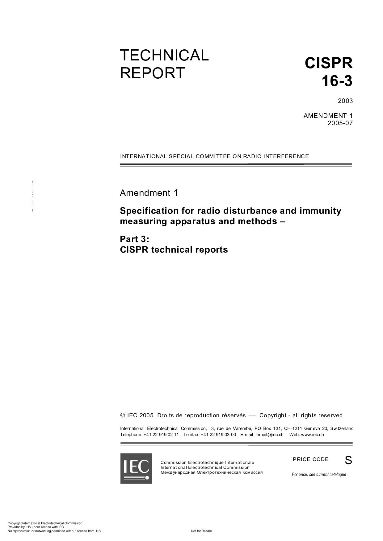 CISPR 16-3-2003封面图