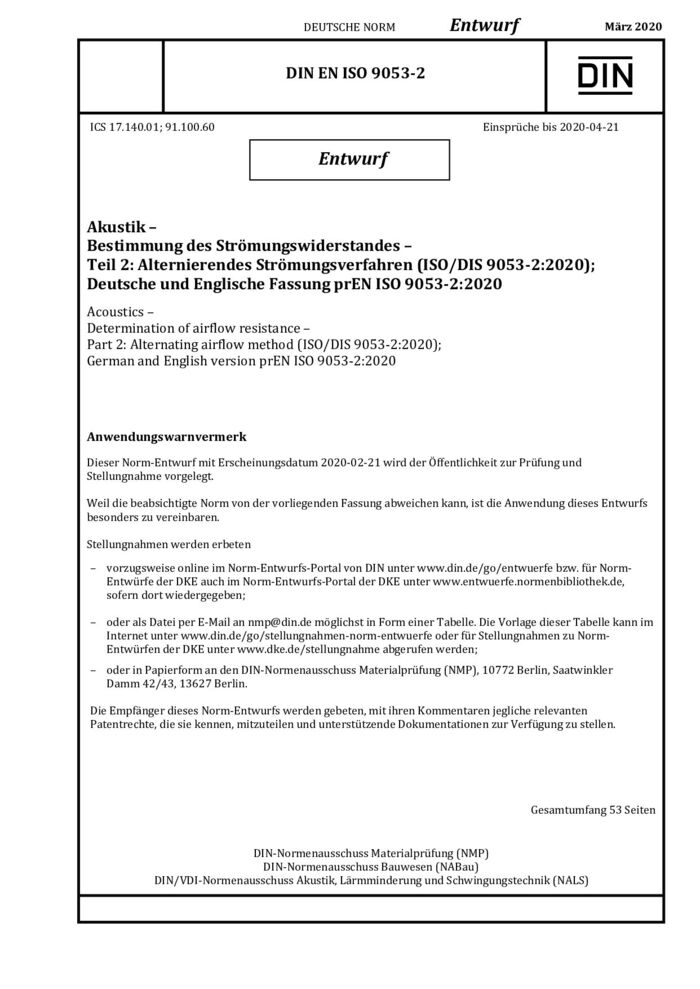 DIN EN ISO 9053-2 E:2020-03封面图