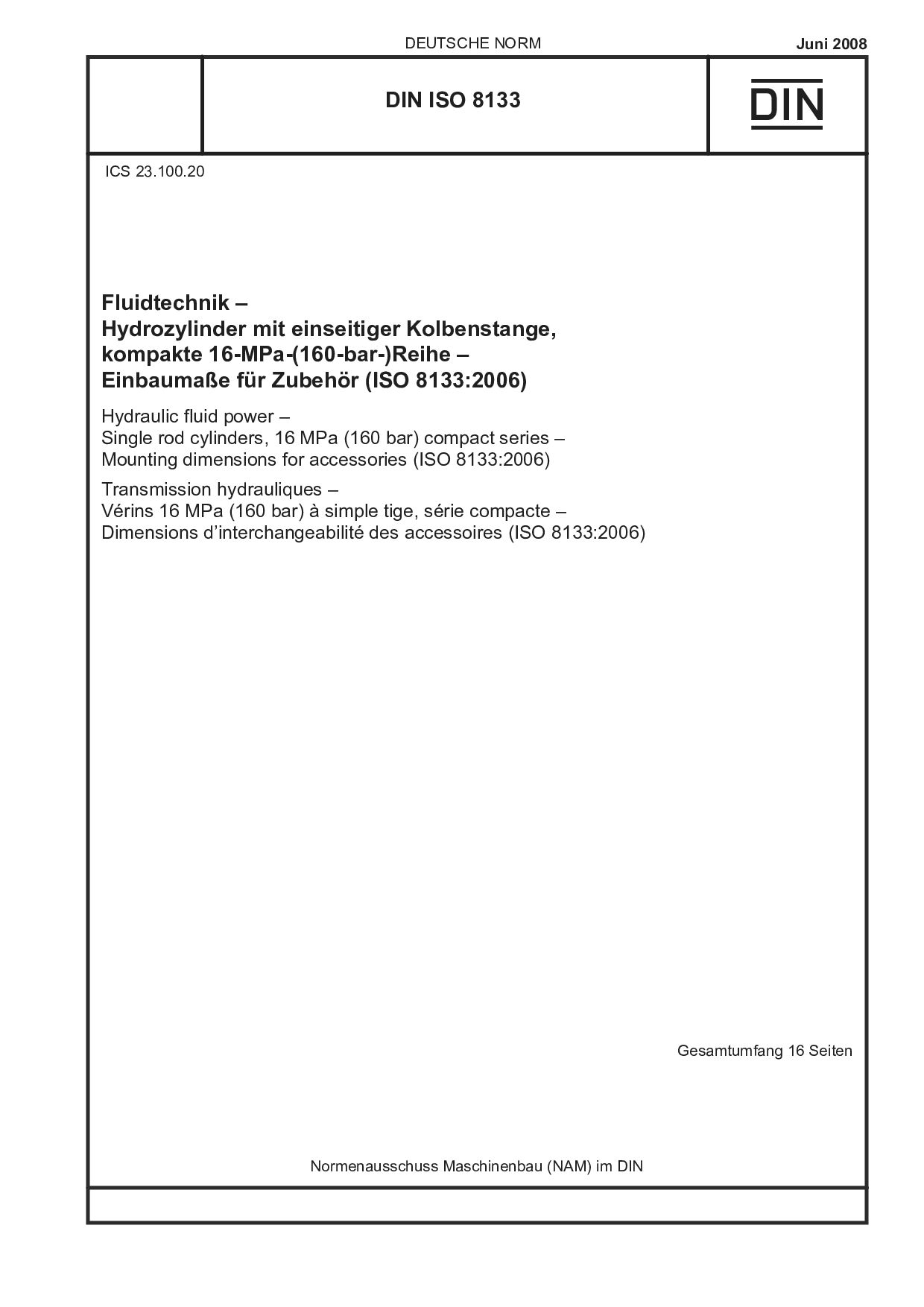 DIN ISO 8133:2008封面图