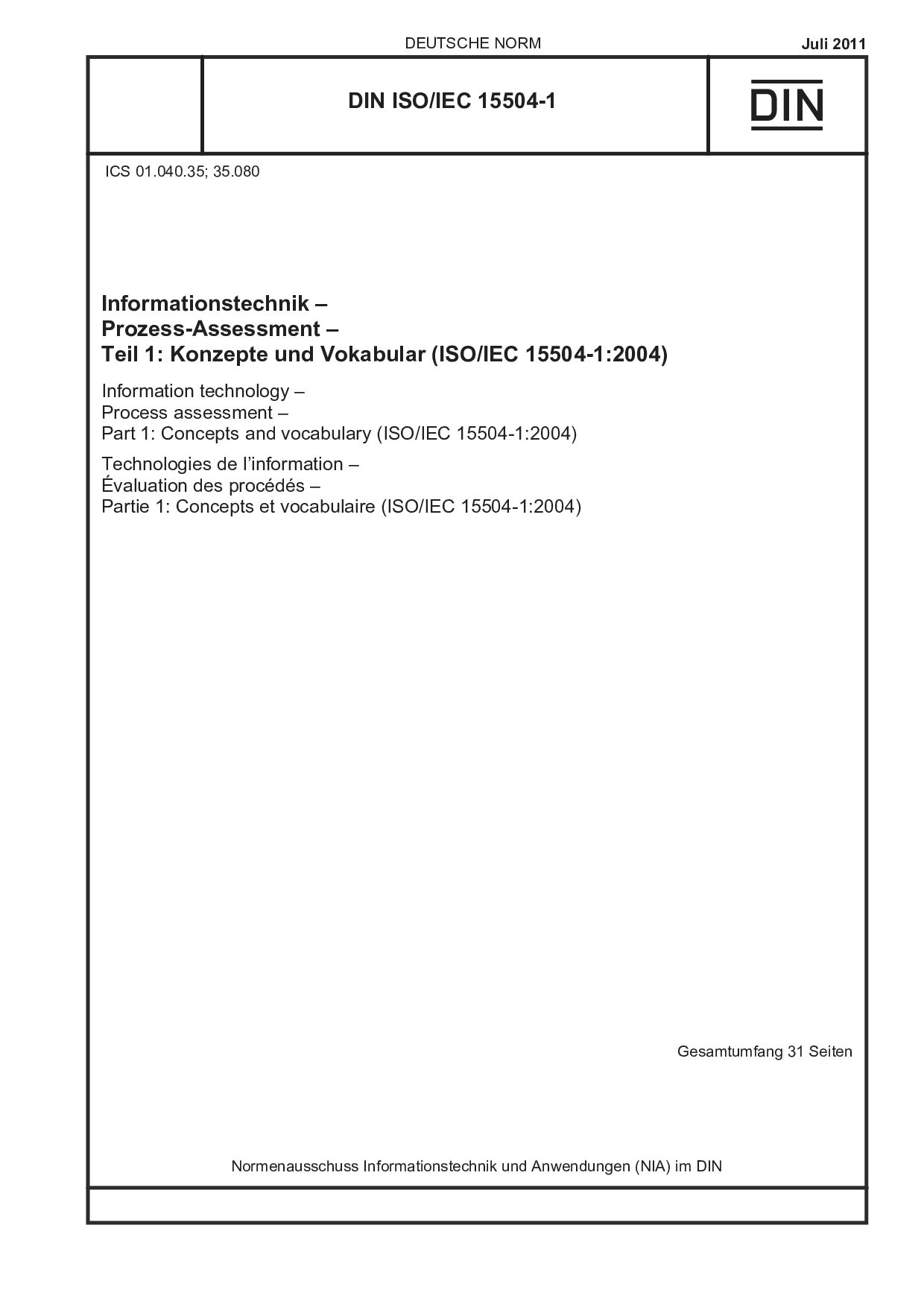DIN ISO/IEC 15504-1:2011封面图