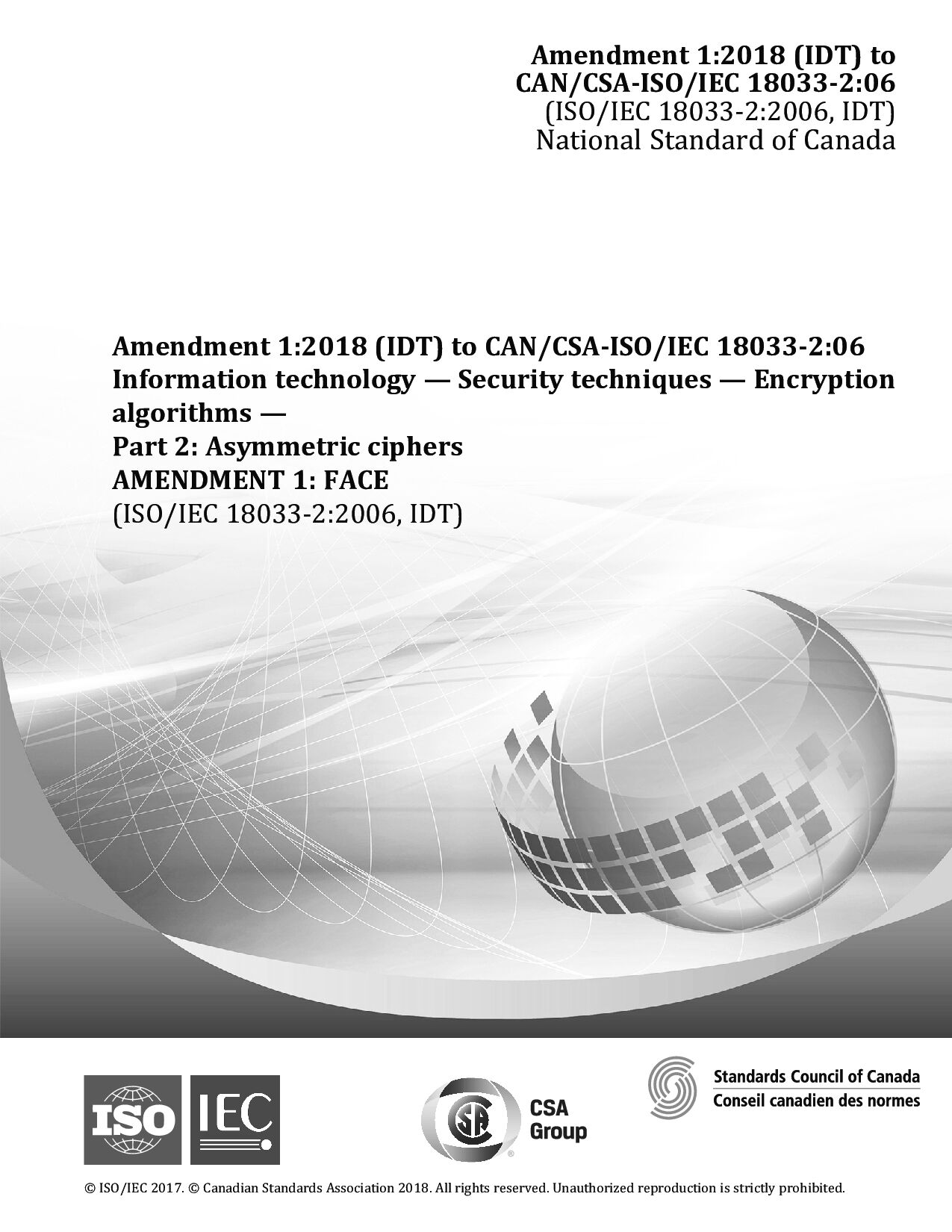 CAN/CSA-ISO/IEC 18033-2-06 AMD 1:2018封面图