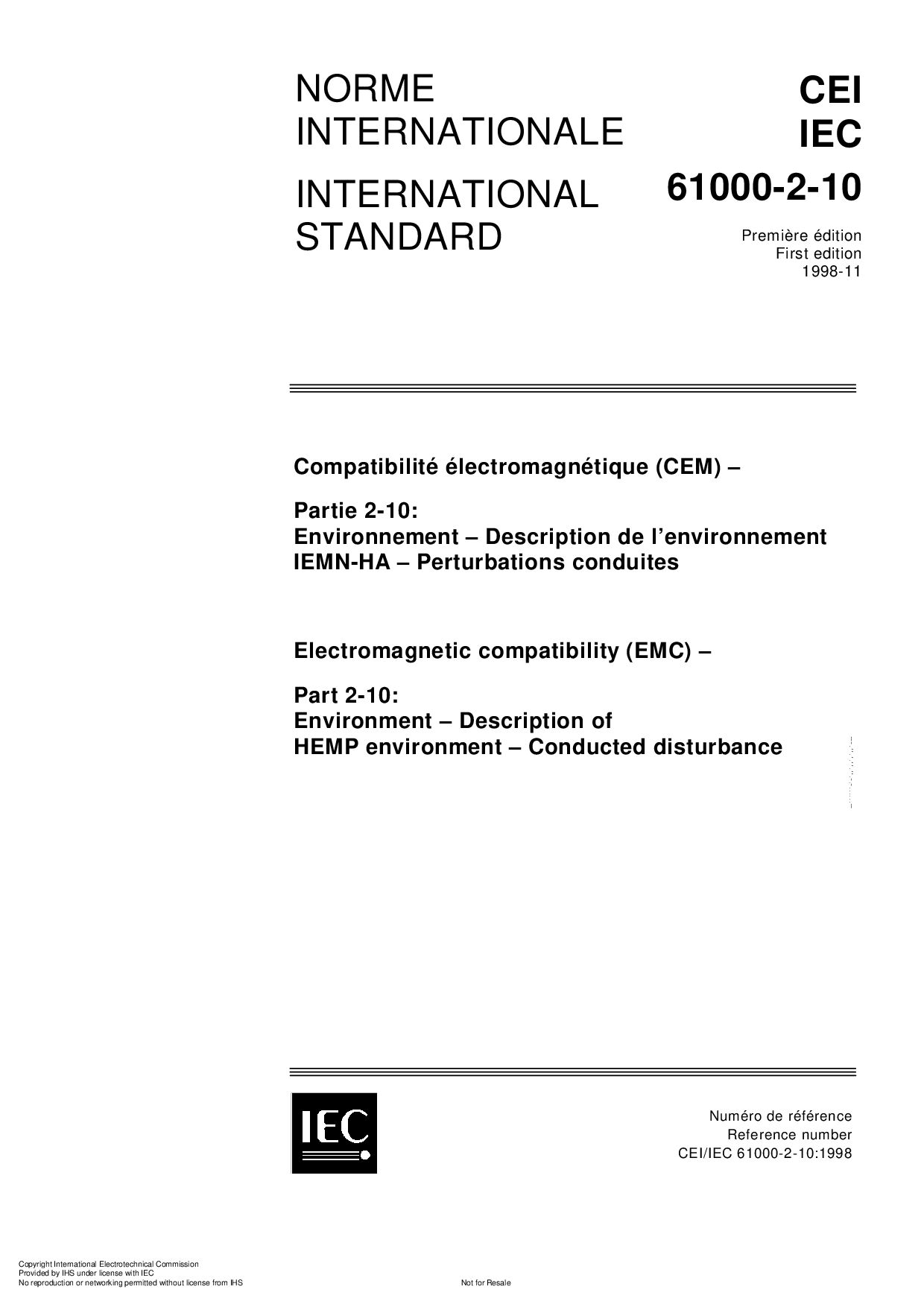 IEC 61000-2-10:1998封面图