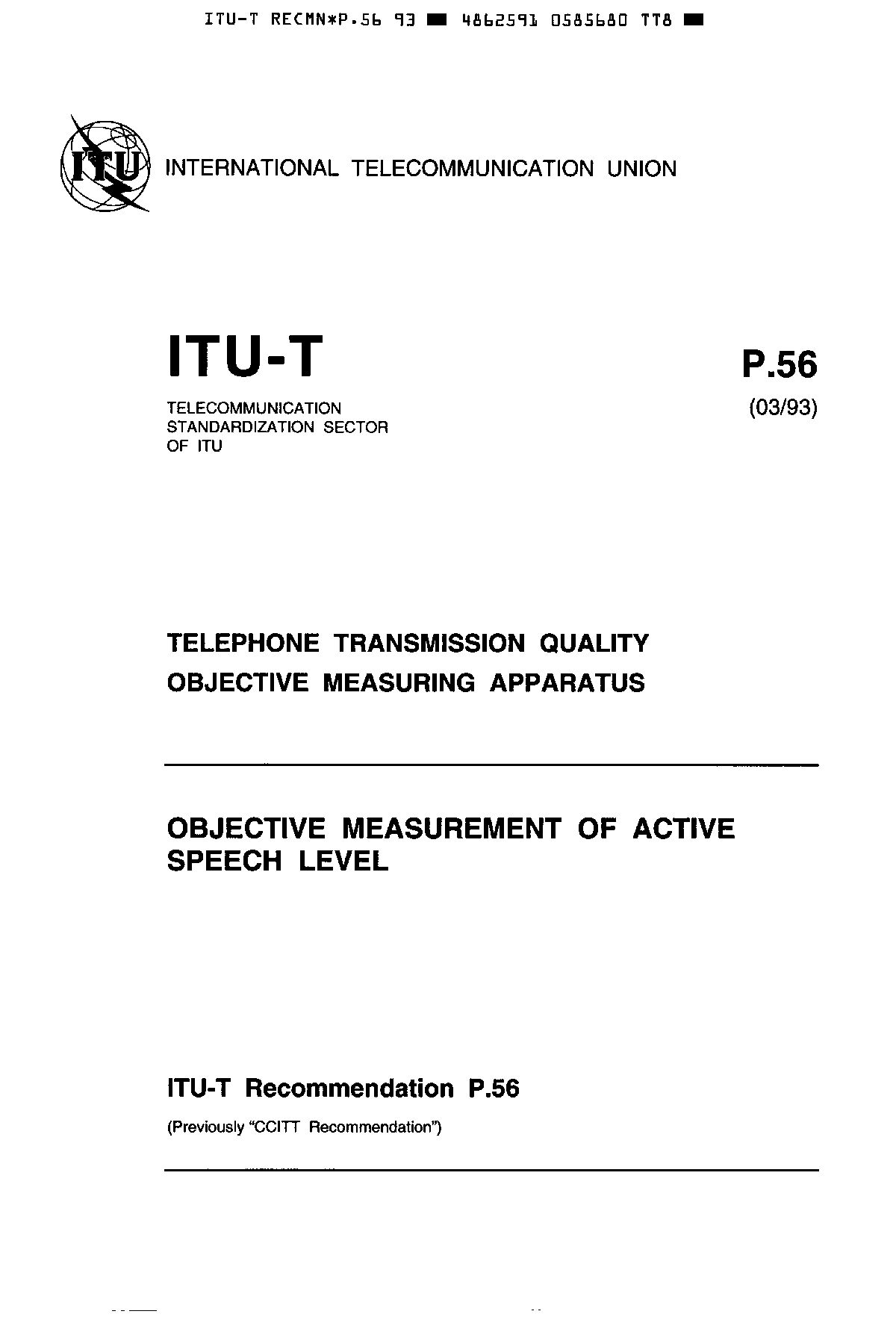 ITU-T P.56-1993封面图