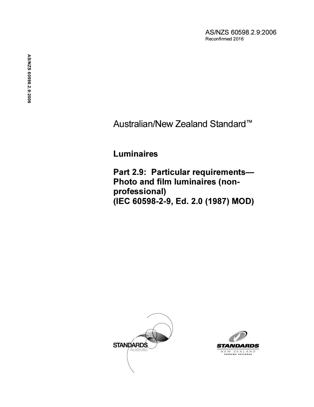 AS/NZS 60598.2.9:2006(R2016)封面图
