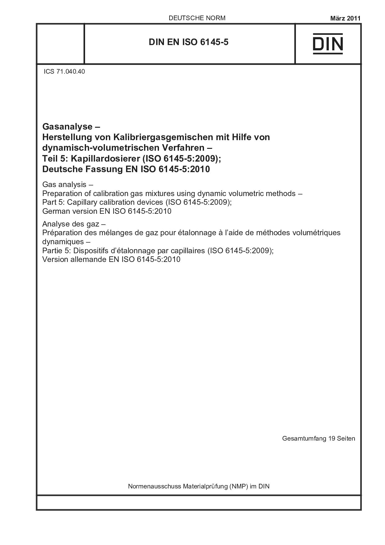 DIN EN ISO 6145-5:2011封面图