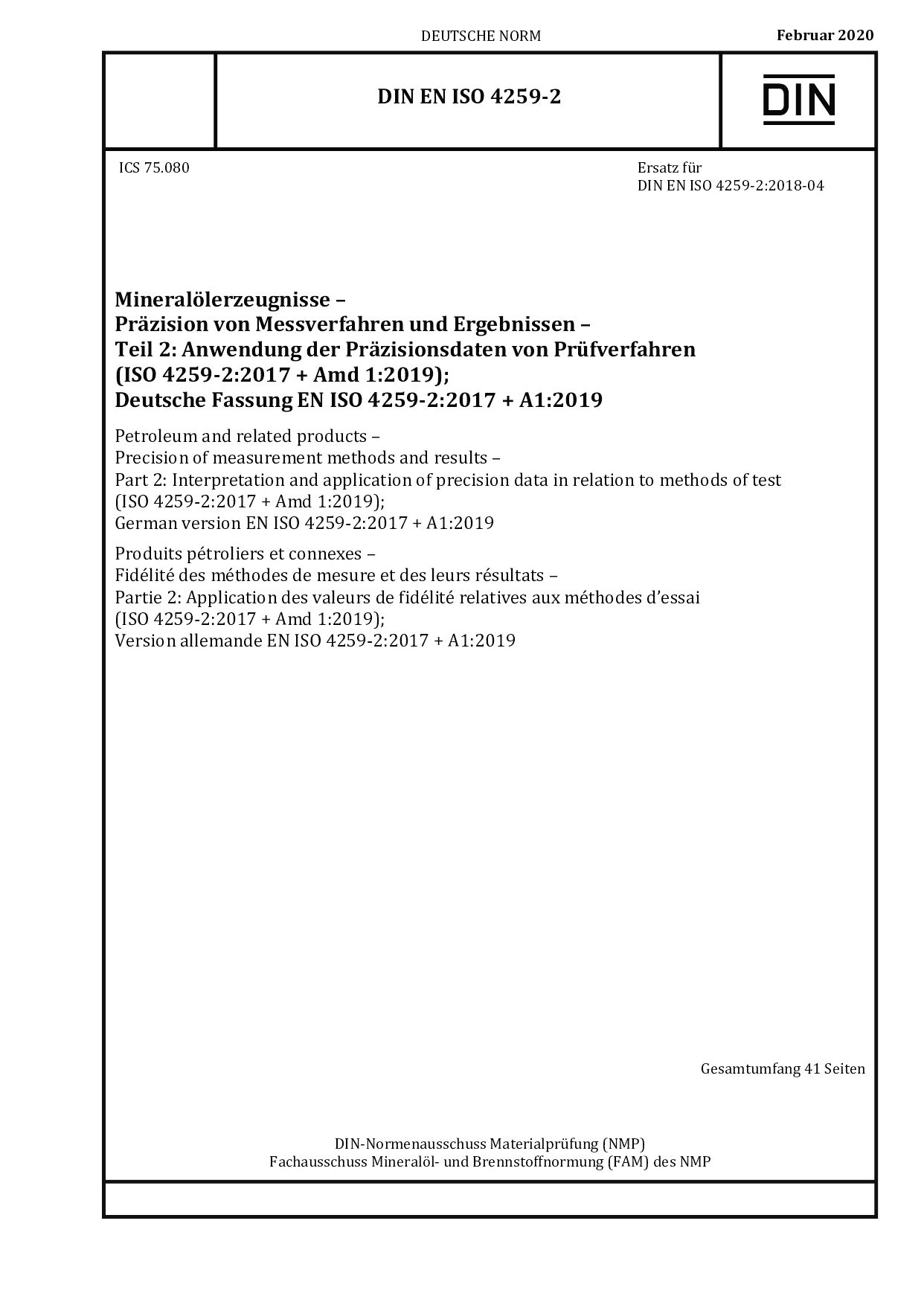 DIN EN ISO 4259-2:2020-02封面图