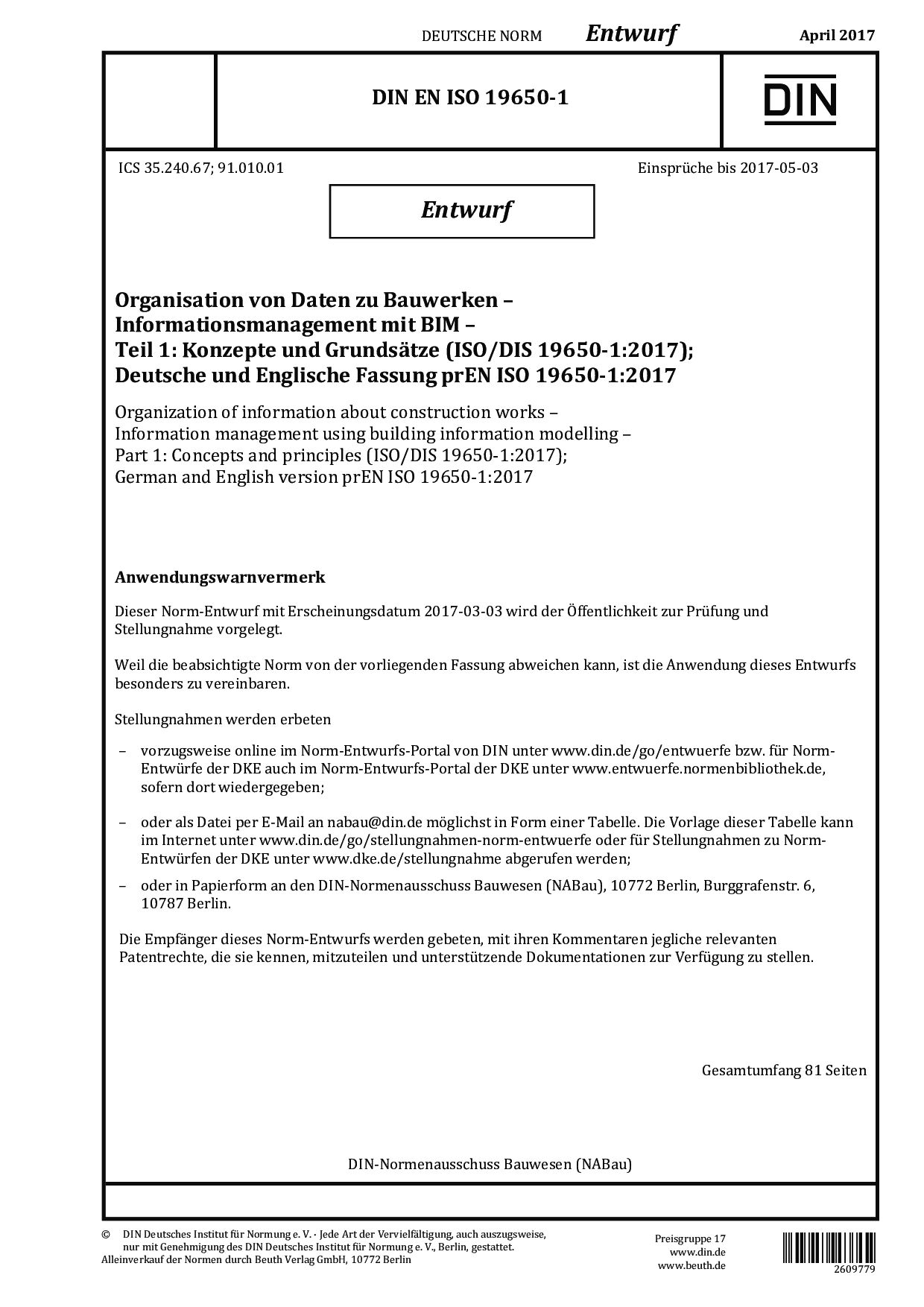 DIN EN ISO 19650-1 E:2017-04封面图