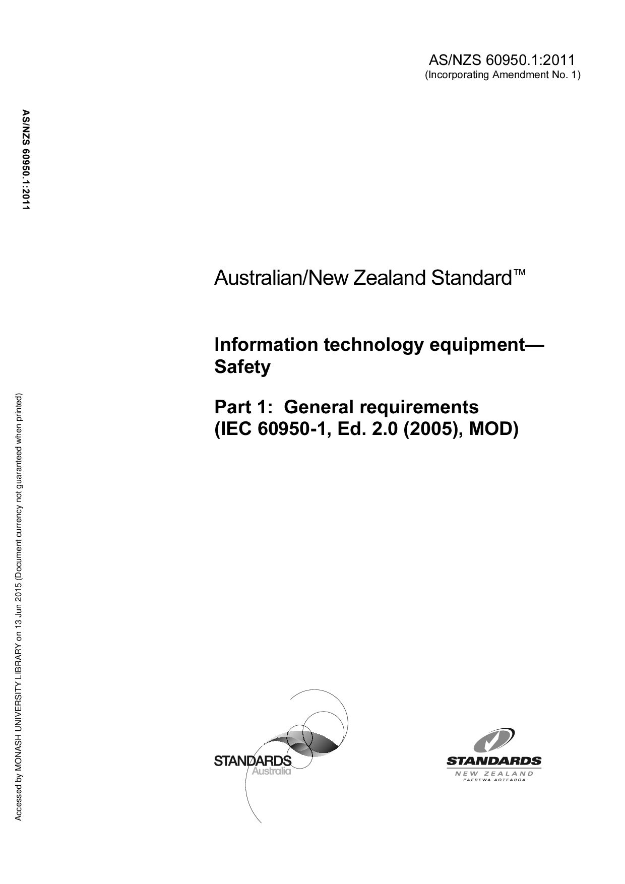 AS/NZS 60950.1:2011(R2012)封面图