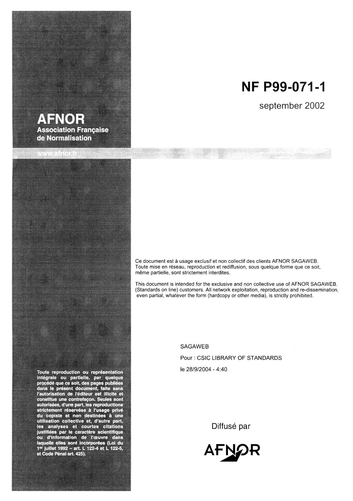 NF P99-071-1:2002