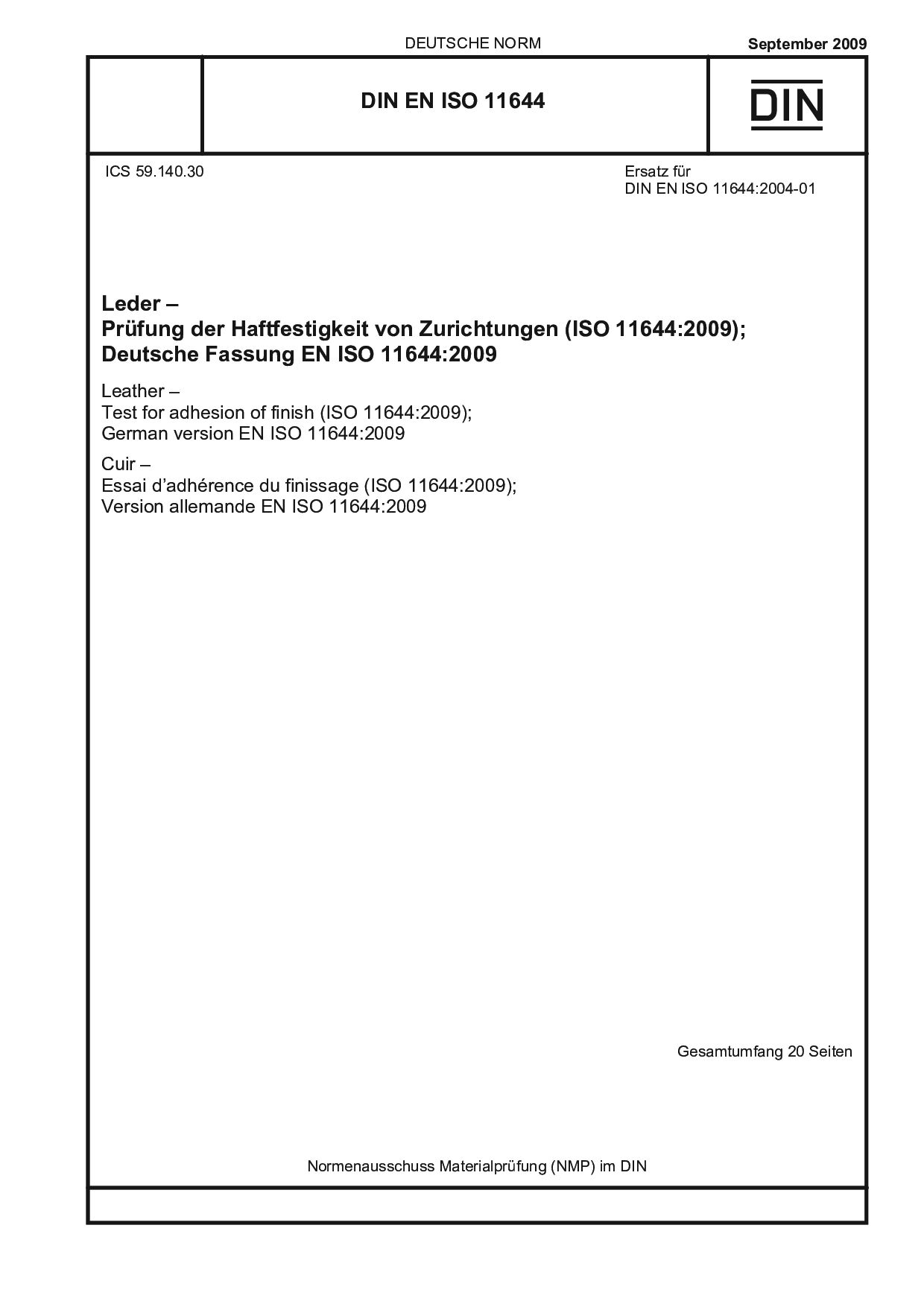 DIN EN ISO 11644:2009封面图