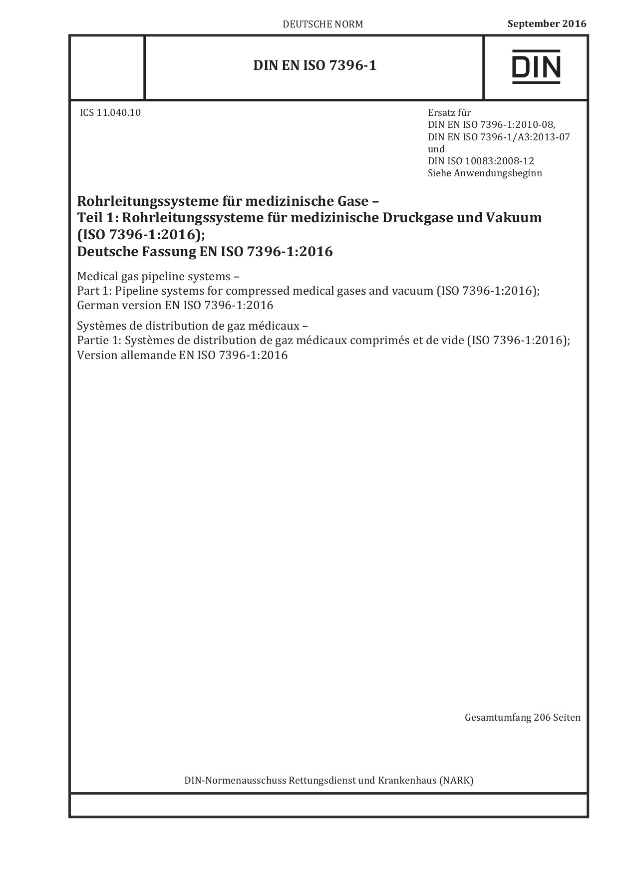 DIN EN ISO 7396-1:2016封面图